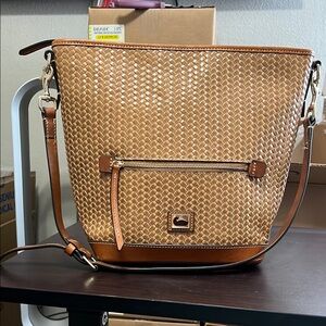Dooney & Bourke Tan Woven Leather Shoulder Bag
